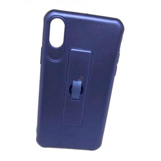 CAPA DE SILICONE MOTOMO COM ANEL DE DEDO PARA IPHONE X AZUL